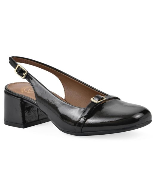 White Mountain Brown Later Slingback Block Heel Pumps