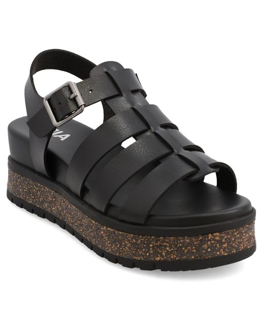 MIA Black Kaja Fisherman Round Toe Sandals
