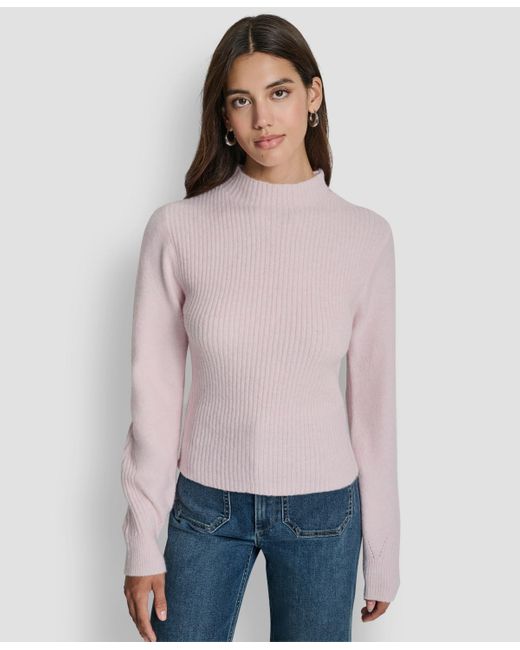 DKNY Multicolor Crewneck Blouson Sleeves Sweater