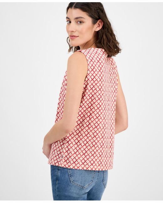 Nautica Red Smocked-neck Tank Top