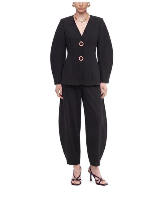 Nocturne Black Ring Button Wrap Front Jacket