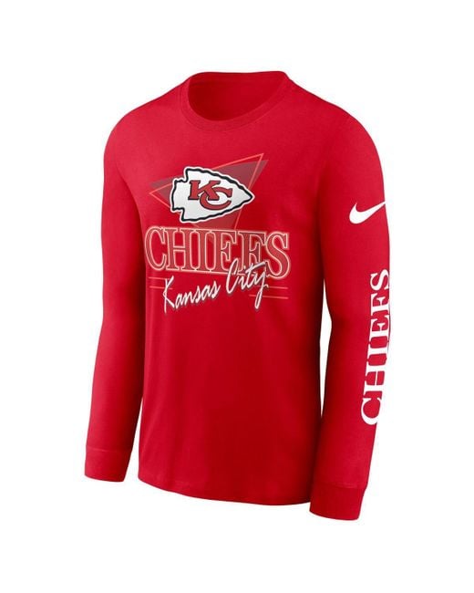 Nike Red Kansas City Chiefs Rewind Long Sleeve T-shirt for men