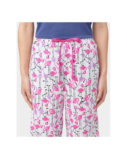 Hue Multicolor Flamingo Strut Drawstring Bermuda Pajama Shorts