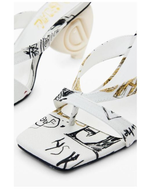 Desigual White Heart Heel Sandal
