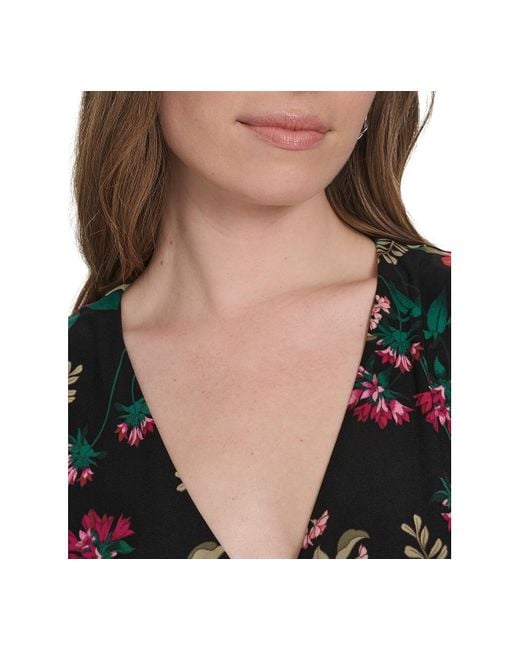 Tommy Hilfiger Black Flutter Sleeve Jersey Midi Dress