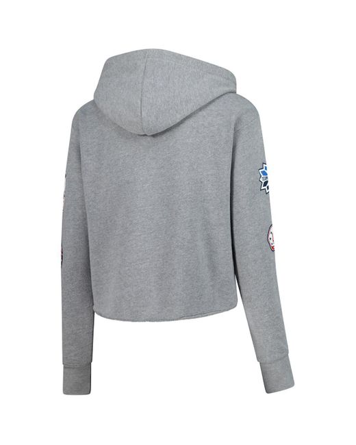 Outerstuff Gray Team Usa Flag Patches Fleece Cropped Pullover Hoodie