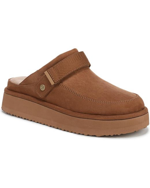 Dr. Scholls Brown Chill Time Round Toe Platform Mules