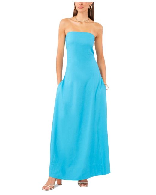 1.STATE Blue Strapless Maxi Dress