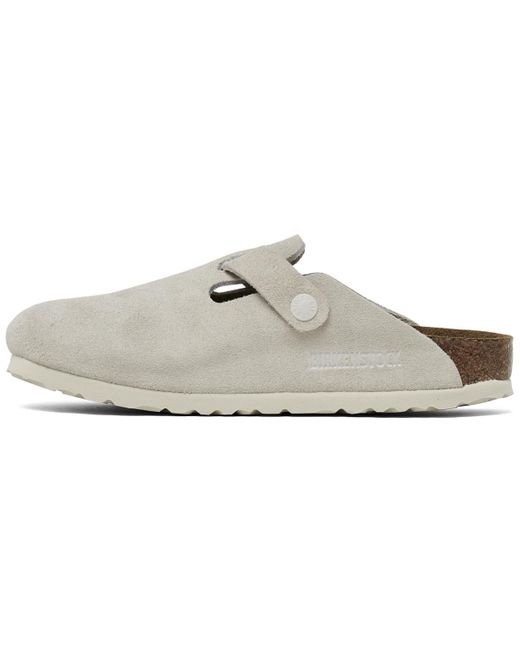 Birkenstock White Boston Soft Footbed Suede Leather Clogs From Finish Line