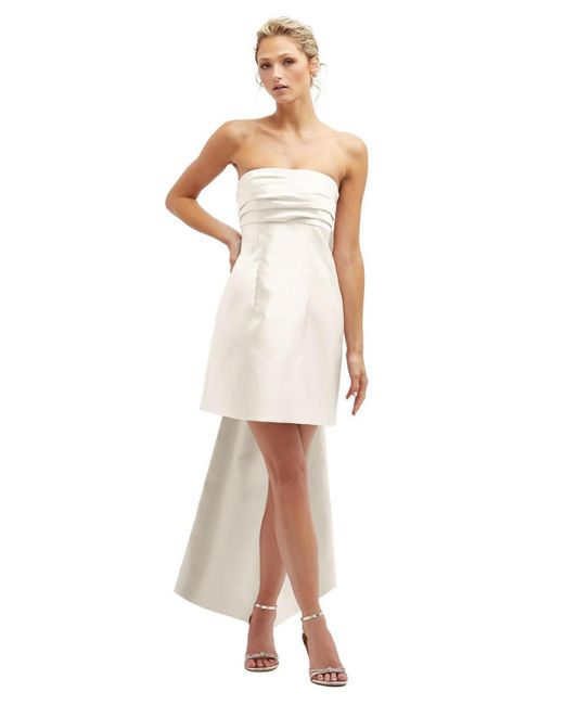 Alfred Sung White Strapless Satin Column Mini Dress
