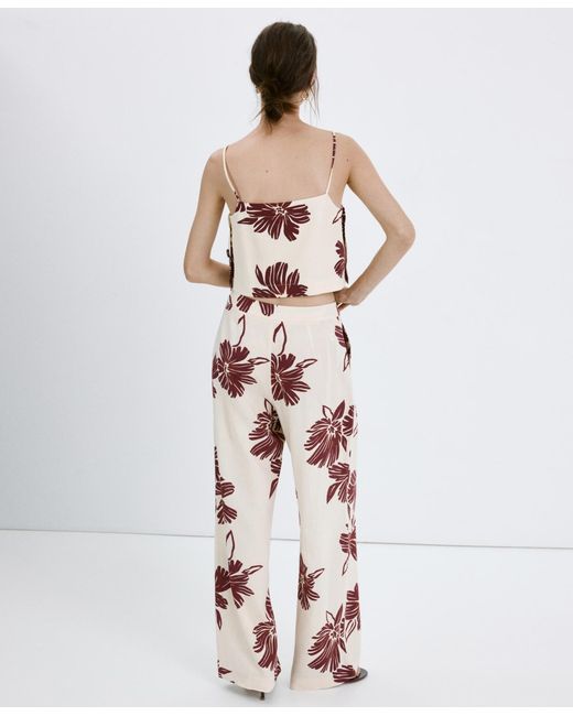 Mango Red Printed Pleated Pants