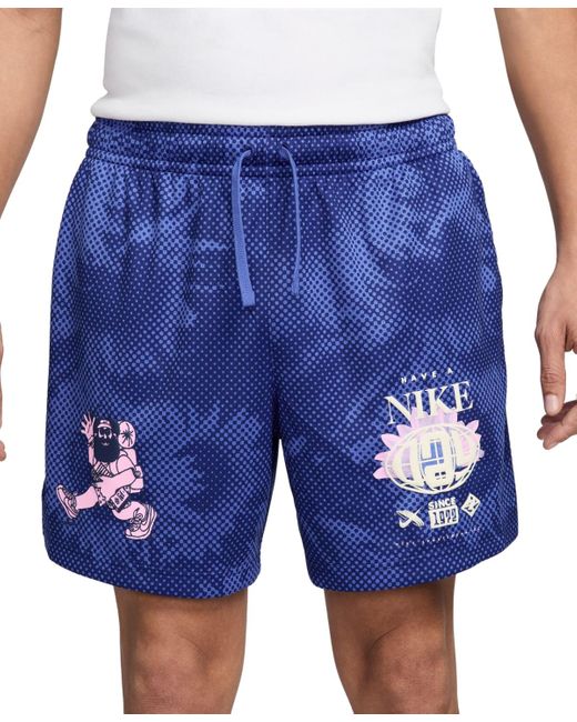 Nike Blue Club Mesh Flow Atheltic-fit Printed Shorts for men
