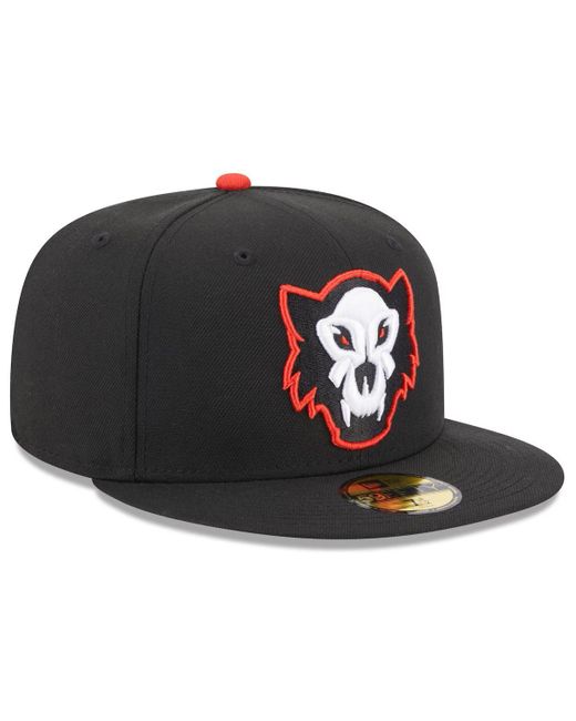KTZ Black Erie Seawolves Authentic Collection Alternate Logo 59fifty Fitted Hat for men