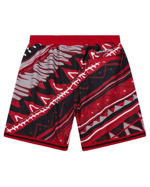 Mitchell & Ness Red Chicago Bulls Game Day Pattern Shorts for men