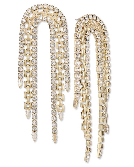 INC International Concepts White Crystal & Chain Looped Statement Earrings