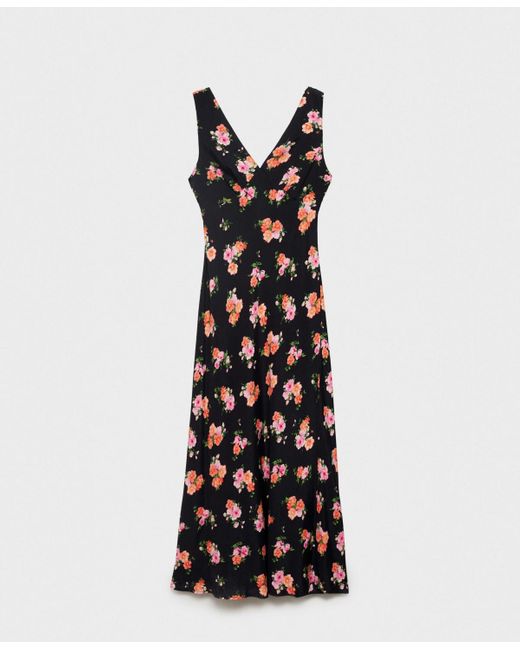 Mango White Floral Midi Dress