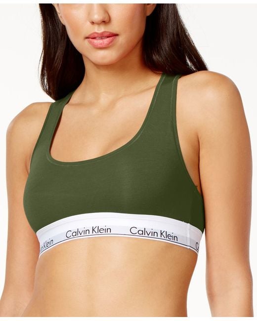 Calvin Klein Modern Cotton Low-impact Logo Bralette F3785 in Green