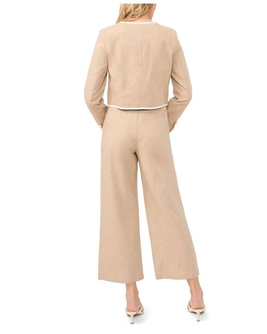 Cece Natural Contrast Patch Pocket Crewneck Jacket