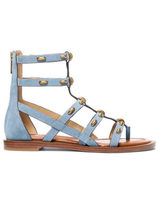 Michael Kors Blue Noa Gladiator Open Toe Flat Sandals