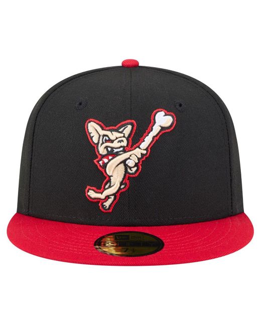 KTZ Black/red El Paso Chihuahuas Authentic Collection 59fifty Fitted Hat for men