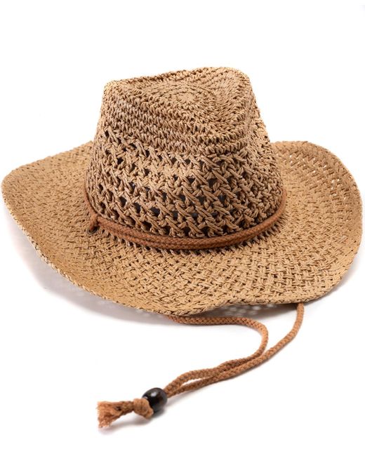 Vince Camuto White Crochet Straw Cowboy Hat