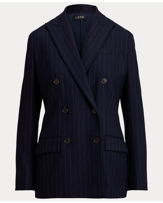 Ralph Lauren Blue Suiting-ryen Double-breasted Pinstripe Twill Blazer