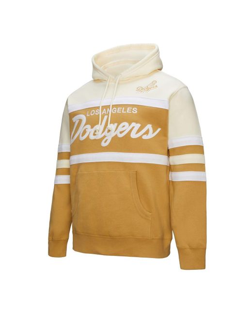 Mitchell & Ness Natural Tan/cream Los Angeles Dodgers Head Coach Pullover Hoodie for men
