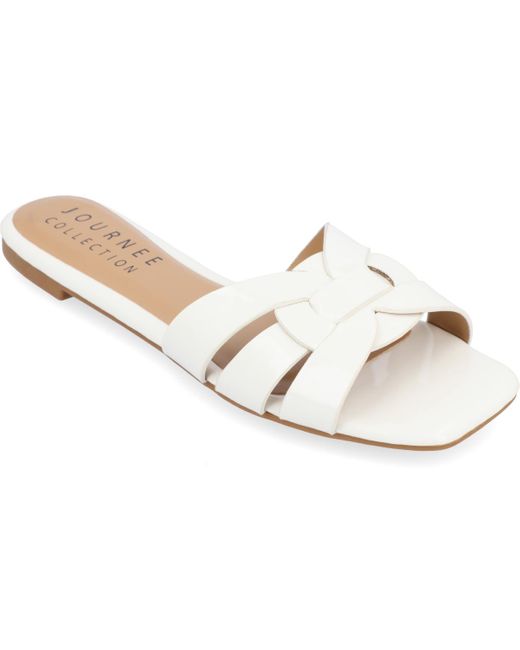 Journee Collection White Arrina Slip On Flat Sandals