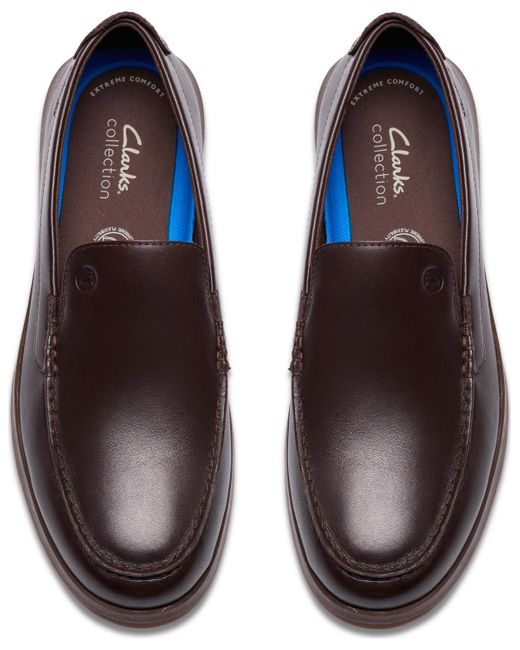 Clarks Brown Flexway Step Slip On Loafers for men