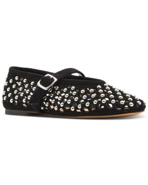 Steve Madden Black Dreaming Studded Mary Jane Flats
