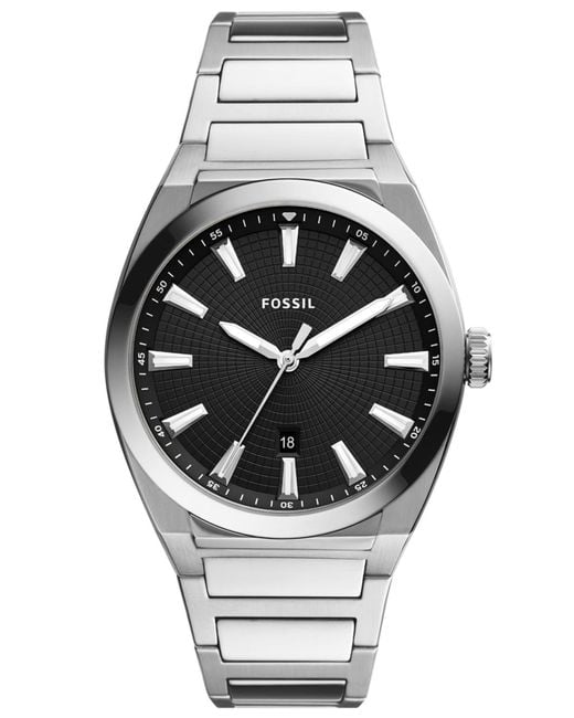 Fossil Metallic Everett -tone Stainless Steel Bracelet Watch 42mm for men