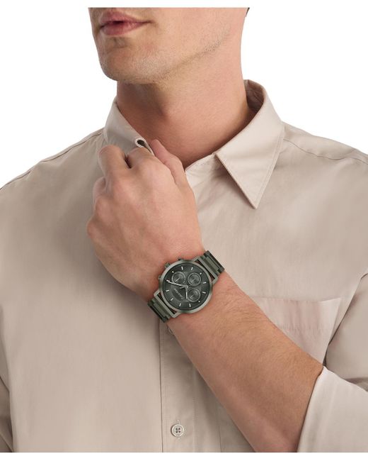 Calvin Klein Gray Gauge Ionic Plated Barley Green Steel Bracelet Watch for men