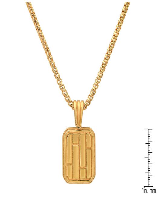 Steeltime Metallic Dog Tag Brick Pendant Necklace for men