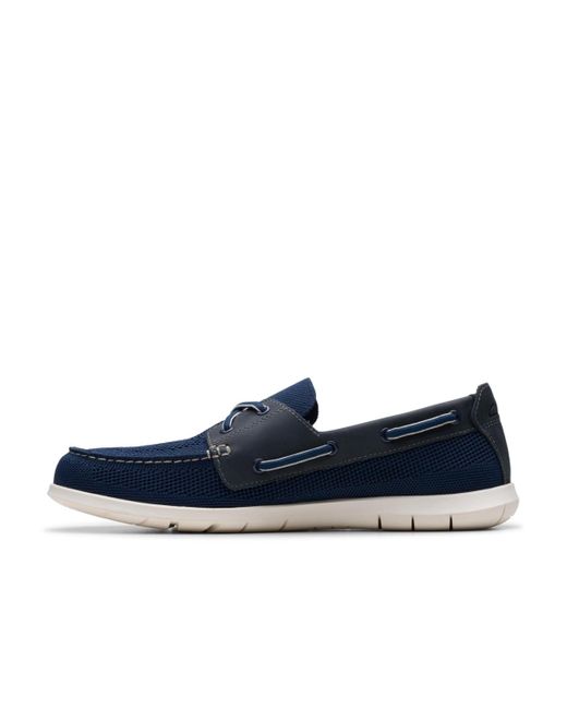 Clarks Blue Flexway Tie Casual Slip On Boat Shoe for men