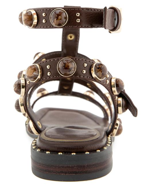 Kenneth Cole Brown Ruby Stones Gladiator Flat Sandals
