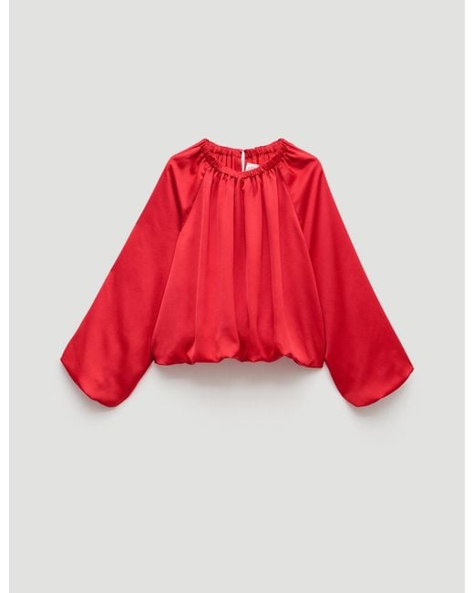 Hush Red Satin Bubble Hem Top