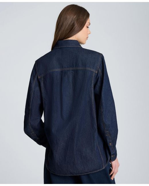 Kenneth Cole Blue Collared Front Button Shirt
