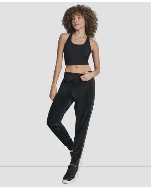 DKNY White Cuffed Metallic Logo joggers