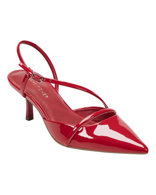 Marc Fisher Red Illie Strappy Kitten Heel Pumps