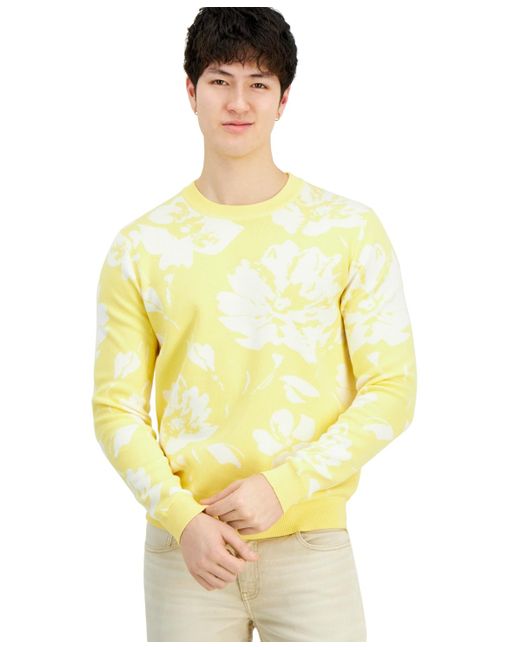 INC International Concepts Yellow Cotton Crewneck Sweater for men
