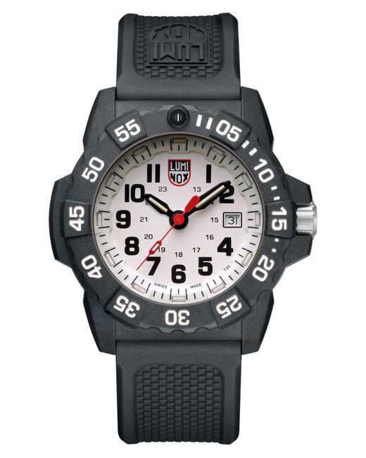 Luminox Rubber Navy Seal 3500 Series Black Strap White Dial Mens Watch