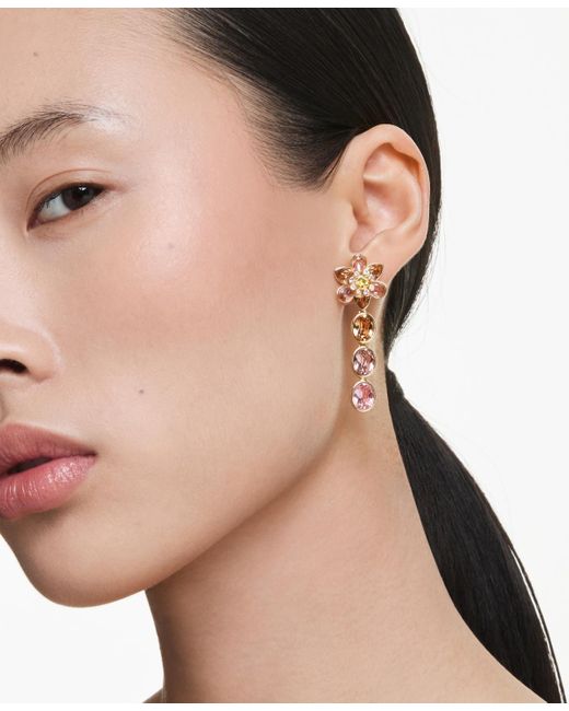 Swarovski White Idyllia Gold-tone Plated Drop Earrings