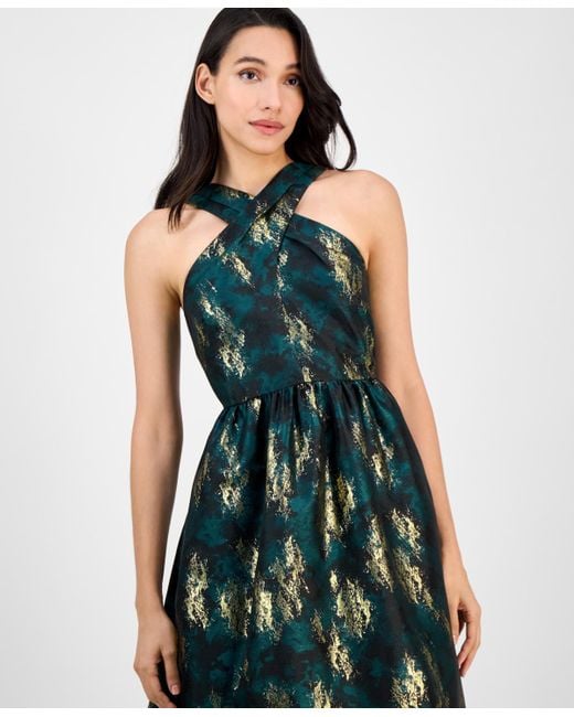 Anne Klein Women's Green Crisscross Sleeveless Midi Dress Anne Klein Women's Green Crisscross Sleeveless Midi Dress