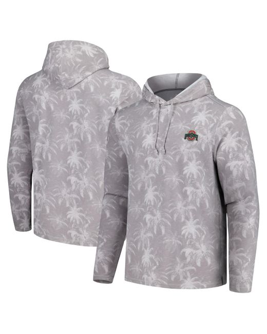 Tommy Bahama Gray Ohio State Buckeyes Palm Frenzy Hoodie Long Sleeve T-shirt for men