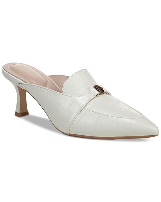 Giani Bernini White Britaa Croco Kitten Heel Mules