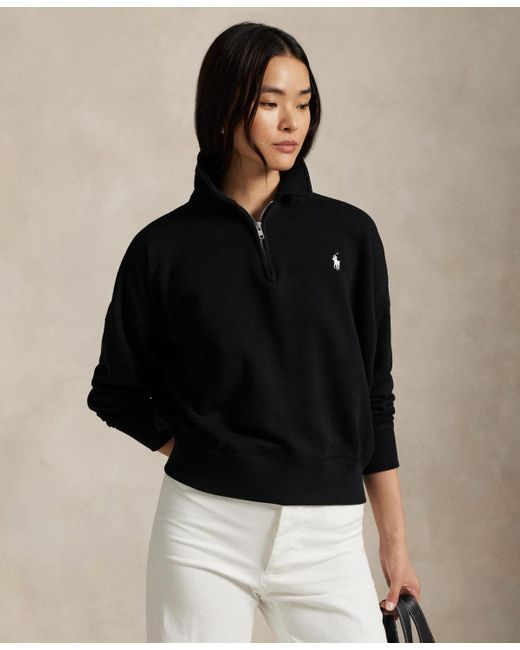 Polo Ralph Lauren Black Lightweight Fleece Quarter-zip Sweatshirt