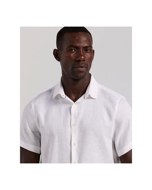 Perry Ellis White Solid Linen Shirt for men