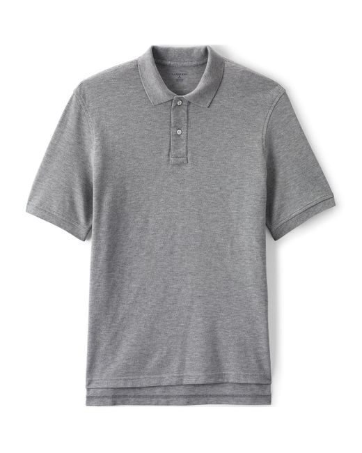 Lands' End Gray School Uniform Short Sleeve Mesh Polo Shirt for men