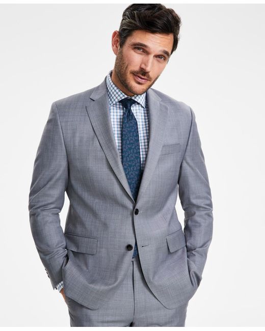 Michael Kors Blue Classic-fit Wool-blend Stretch Solid Suit Jacket for men