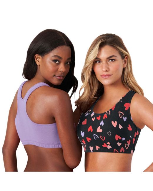 Comfort Choice Multicolor Plus Size Wireless Sport Bra 2-pack